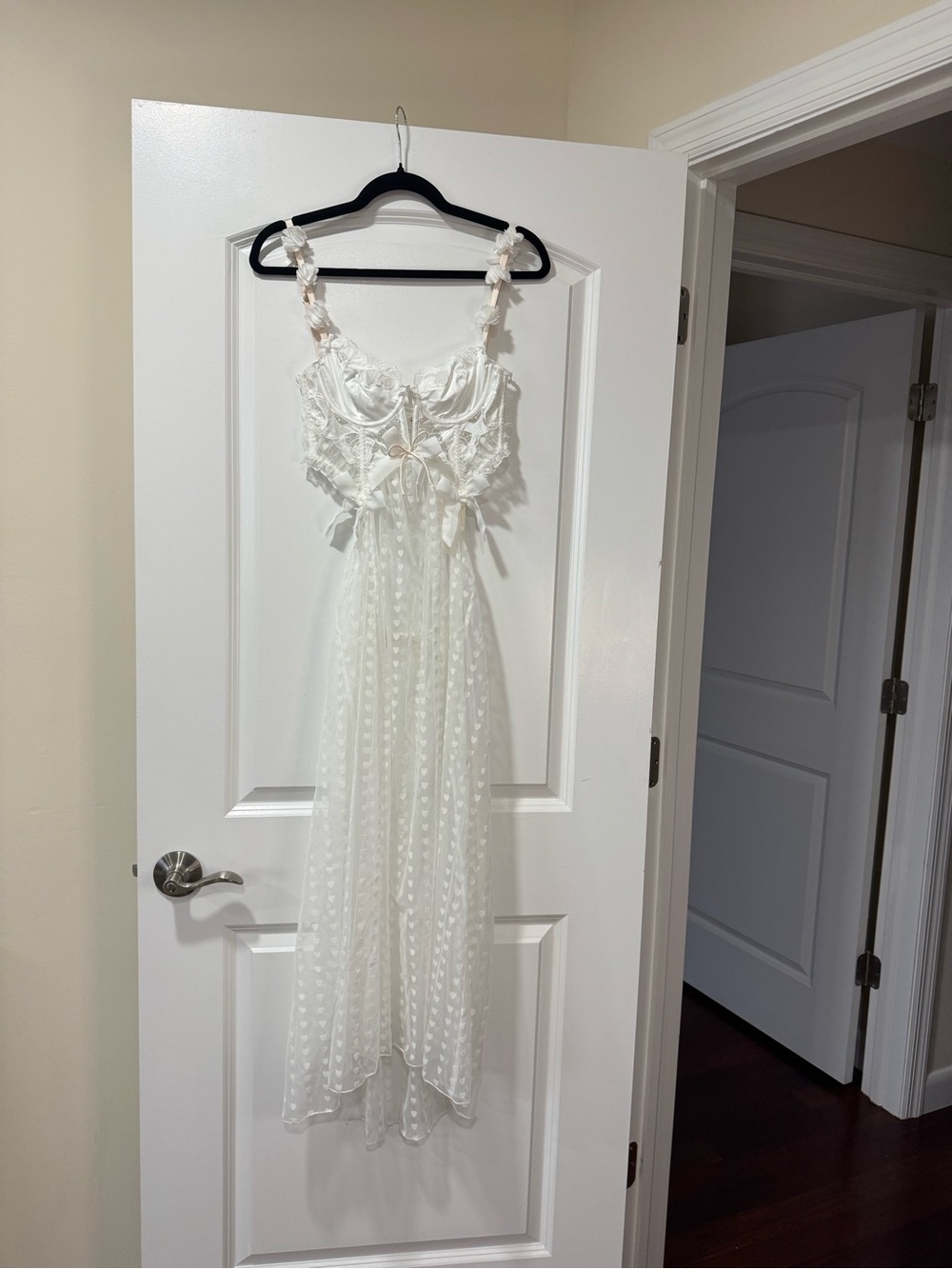 For Love And Lemons Amore White Sheer Lace Heart-Print Bridal Slip Dress XS - Picture 8 of 14